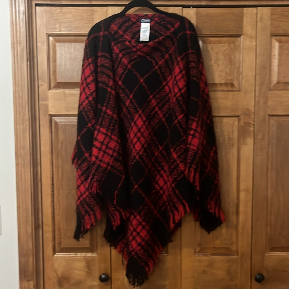 Chaps plaid poncho